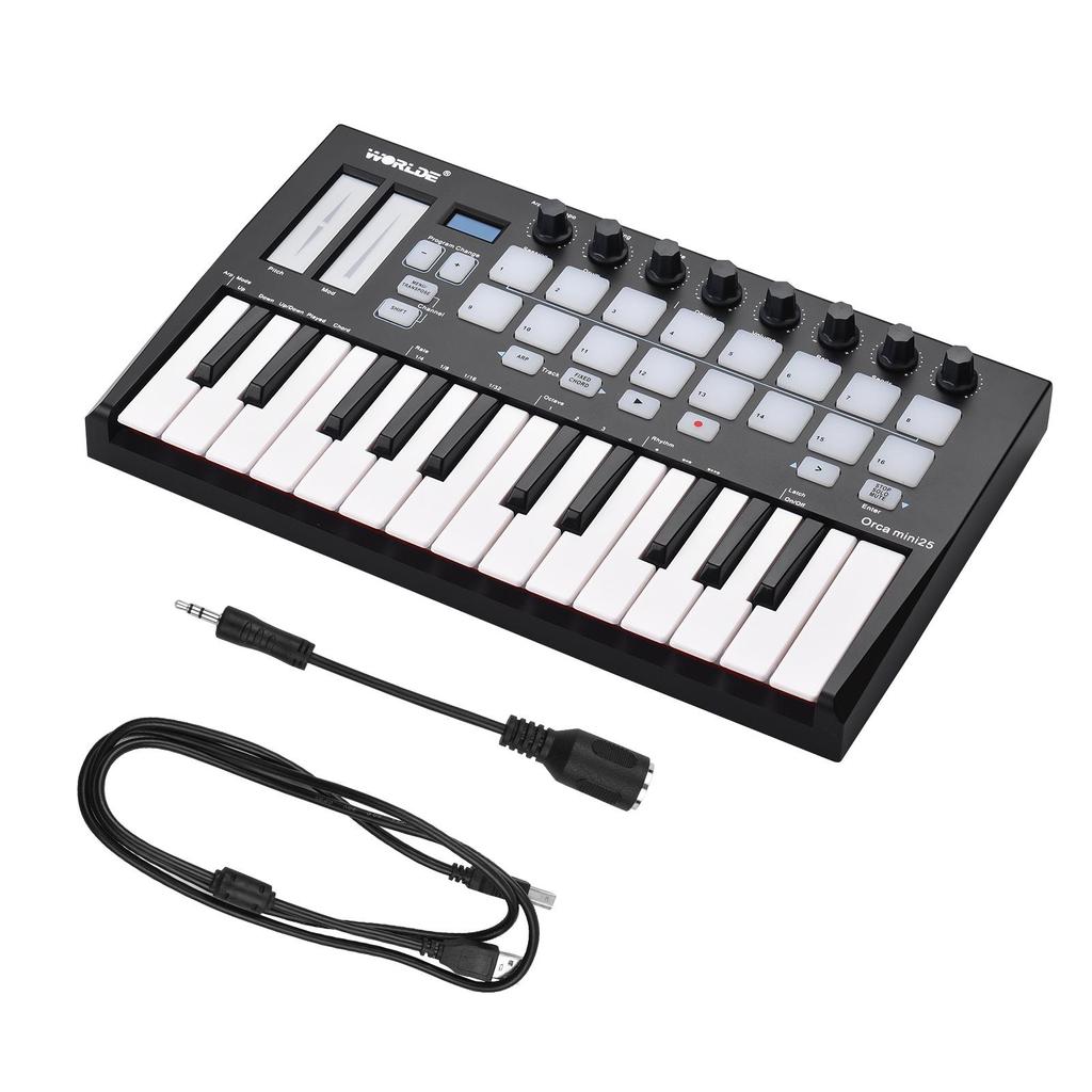 WORLDE Orca Mini25 Portable 25-Key USB MIDI Keyboard Controller