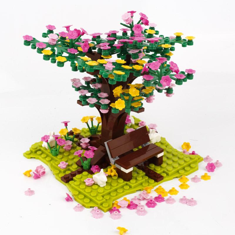 Street View Children's Toys Tree Stools Plants Toy Gifts Flowers Colorful tree Compatible MOC Accessories City Building Blocks Children's Park