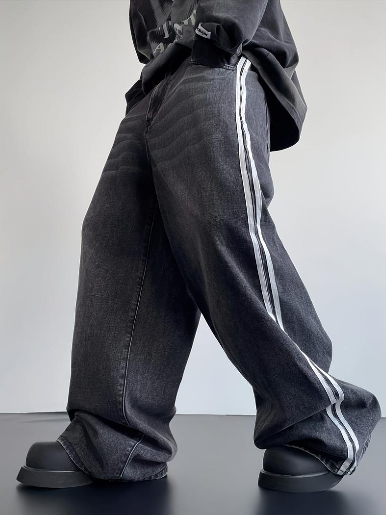 Унисекс Y2K мешковатые джинсы в полоску Harajuku спортивные штаны для мужчин и женщин хип-хоп уличная одежда повседневные широкие джинсовые брюки