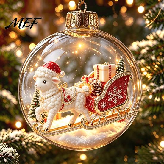 Decorative Hanging Balls Glowing Christmas Story Ornament, Light?Up Mini Holiday Scene Ball with Warm Party Favors LED Light, Clear Plastic