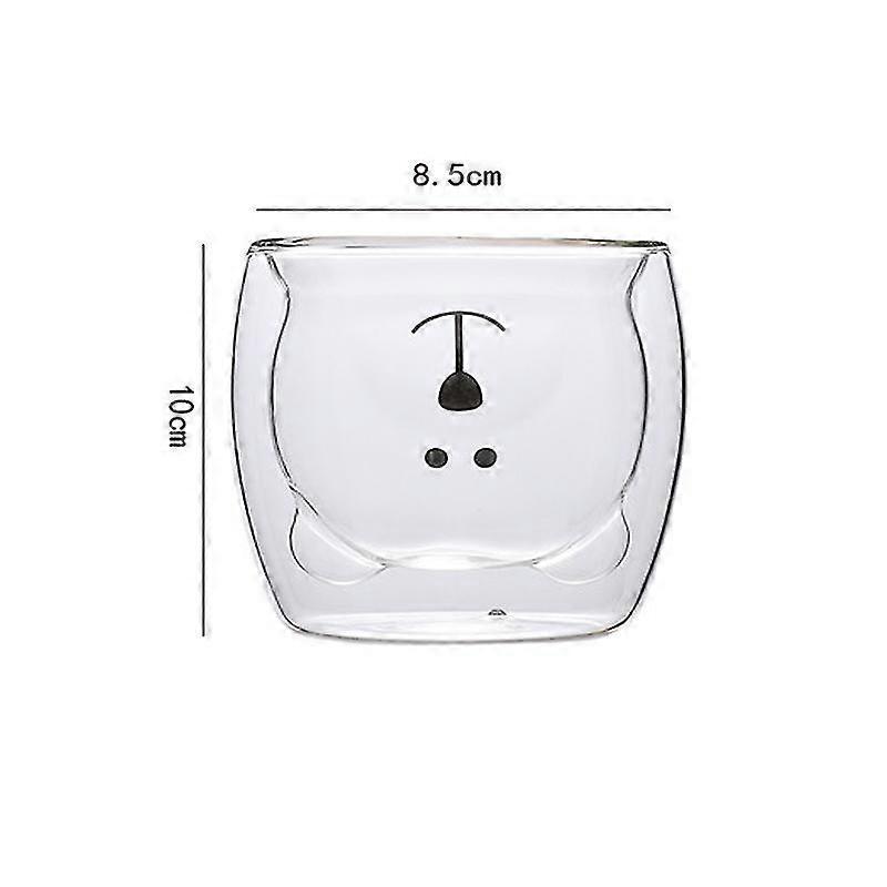 Cute Cups Of Coffee Tea Glasses Drinking Glasses Coffee Glass Double-Walled Insulating Glass Espresso Cup Bear Cat Mug (Happy Bear)