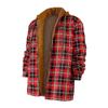 Men's Quilted Lined Button Down Plaid Shirt Add Velvet To Keep Warm Jacket With Hood