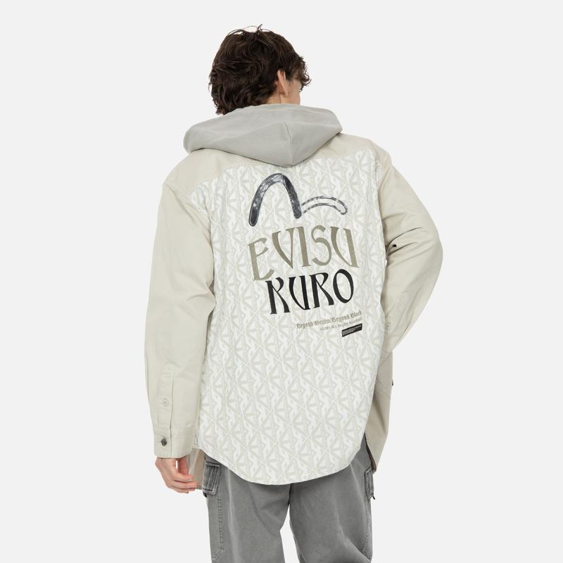 Evisu Пэчворк Оверсайз Рубашка-куртка Мужские куртки 2ESGNM4SJ5094LFCT