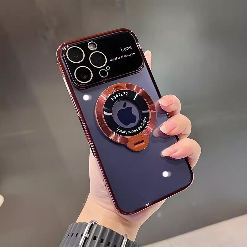 Большая оконная магнитная подставка Подходит для iPhone15 Полностью закрывающий чехол для телефона Прозрачный Apple 14 Pro Гальванизированный защитный чехол