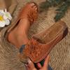 Large Size Women's Shoes Spring and Summer New Cross-border Slope Heel Thick-soled Fish Mouth Slippers Outer Slippers Flower Decoration