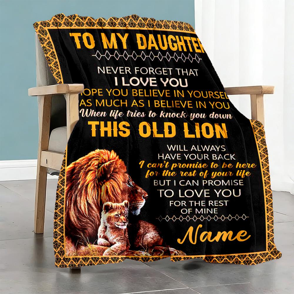 Lion Daughter Customize Your Name Blanket Throw Customizable Blanket Durable Comfort for Nap Living Room Office Chair Picnics Four Seasons Universal