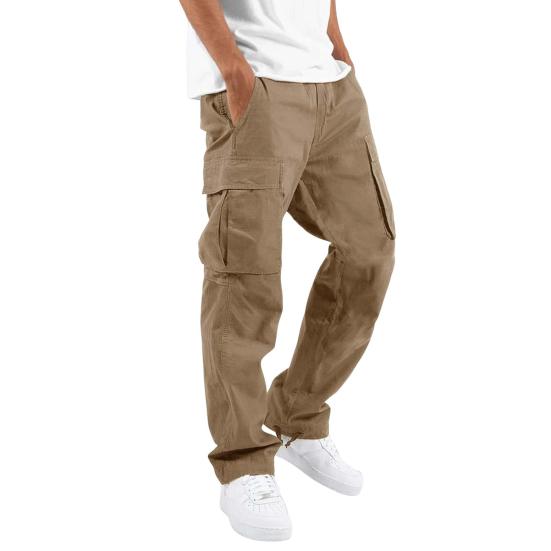 Men Cargo Pants Drawstring Waist Casual Trousers Multi-Pocket Loose Joggers Athletic Trousers for Daily Wear Exercise Street