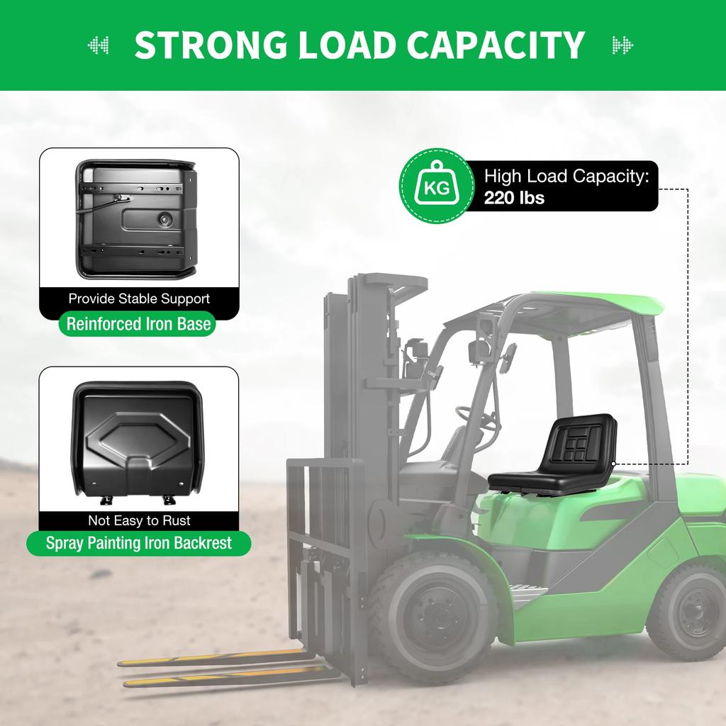 Регулируемое противоскользящее сиденье для трактора с водонепроницаемой ПВХ кожей, подушка грузоподъемностью 220 фунтов для сельскохозяйственной техники