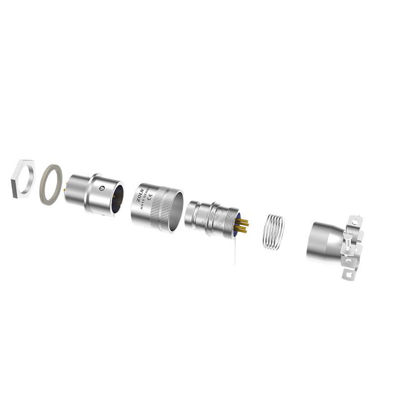 Авиационный разъем XS12 с 2-3-4-5-6 контактами, штыревой, с гнездом для быстрой стыковки