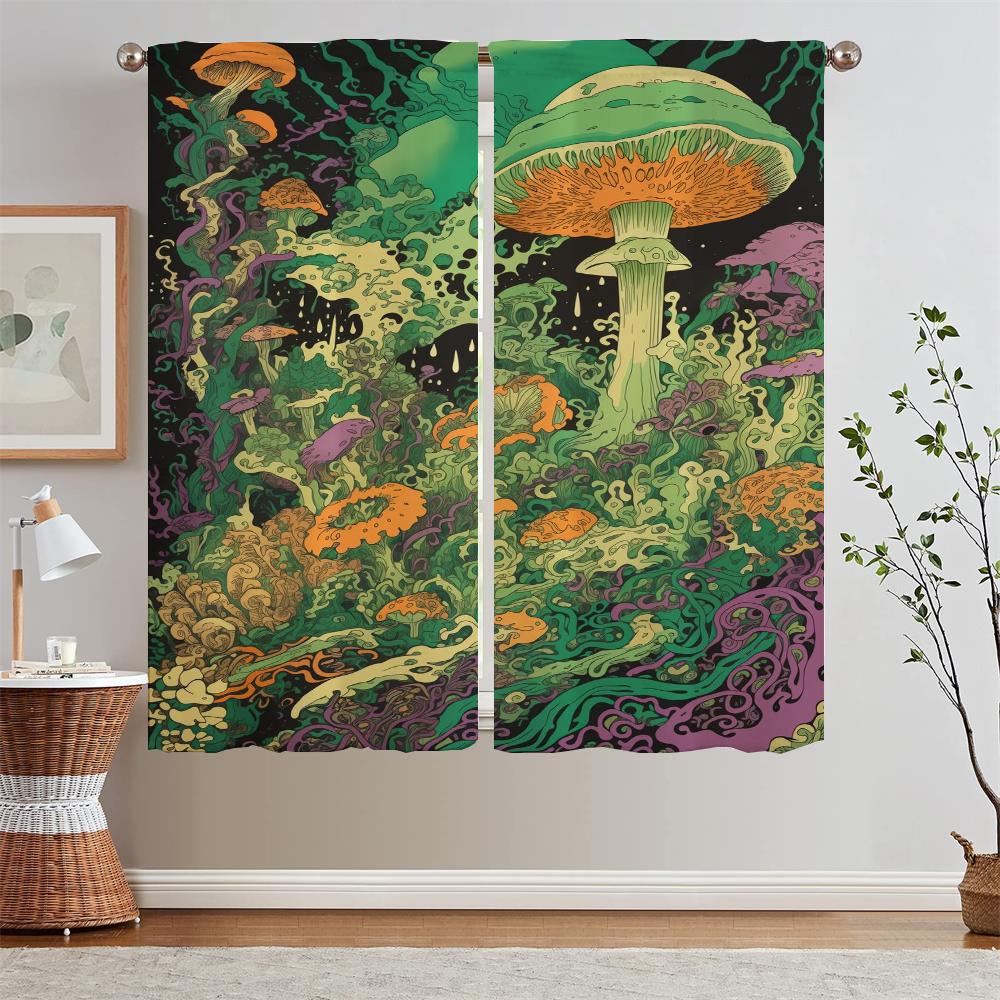 Abstract Mushroom Pattern Christmas Curtains for Living Room Ready Curtains Cheap Things With Free Shipping for Home Blind Curls