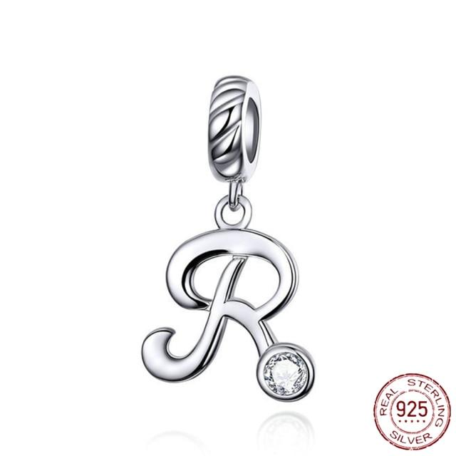 Браслет-подвеска из серебра 925 пробы с буквами AZ и буквами, бусины с именем для женщин, DIY кулон, изготовление ювелирных изделий