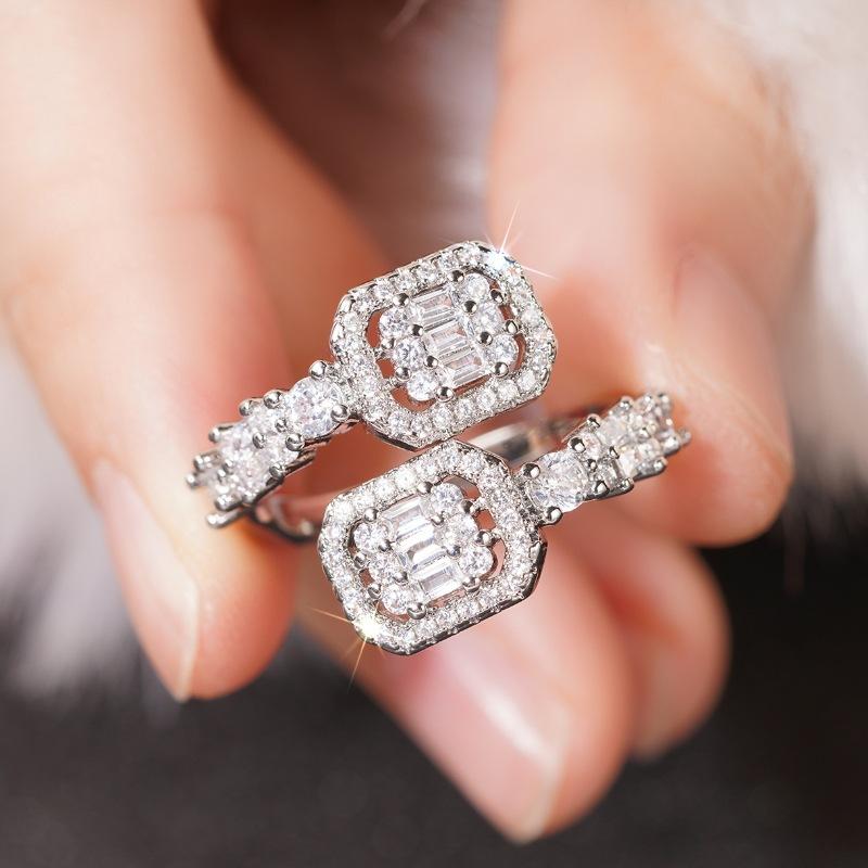 Чувство дизайна: Новое регулируемое геометрическое кольцо с кубическим цирконием и регулируемым отверстием, стильный аксессуар с темпераментом