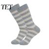 Classic Striped Pattern Socks 1 Pair Men's Stripe Crew Socks, Mid-Calf Dress for Business, Breathable Commuter Cotton Casual with High-Elastic Ribbed