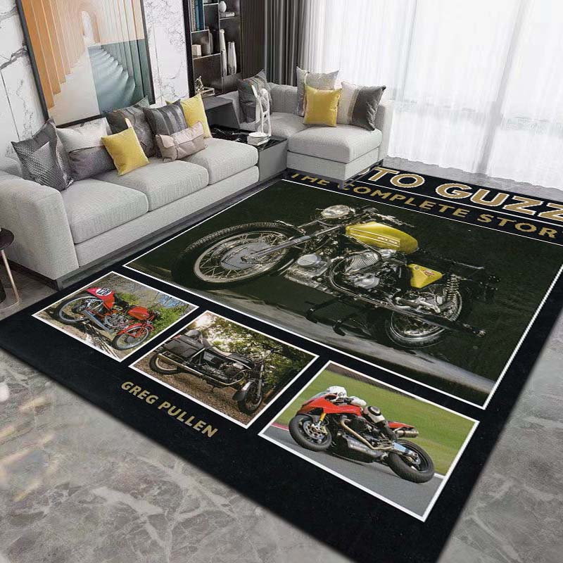 2026 New Retro Motorcycle G-Guzzi Printed Carpet Living Room Bedroom Decoration Tea Table Table Non slip Entrance Carpet Gift