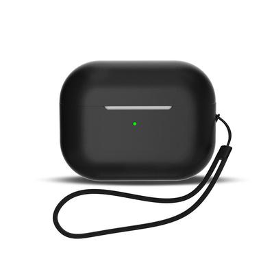 Силиконовый чехол для AirPods 1 2 с ремешком на запястье и шнурком Черный