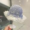 Vintage Hand-Crocheted Thin Cap for Women, Summer Lace Hollow Out Fisherman Hat, Cotton Yarn Ruffled Brim Bucket Hat
