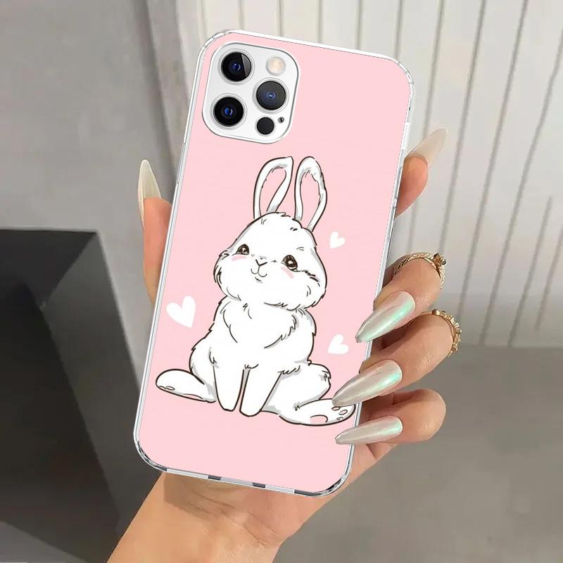 Милый Заяц Детеныши Кроликов Чехол для Телефона для Iphone 17 Air 16 15 Plus 14 13 Mini 12 11 Pro Max 16E 7 8 SE 2020 Мягкий Funda Печатный Корпус