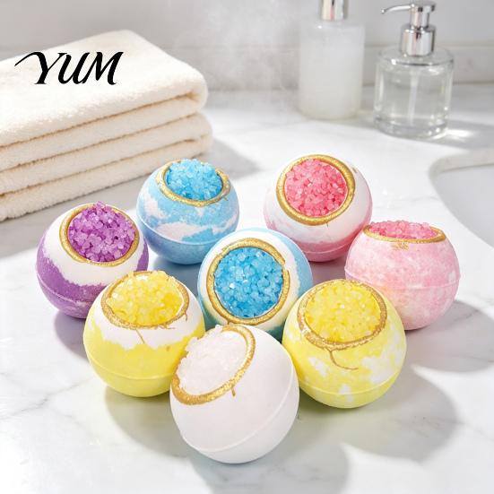Bathing Accessories 100G Handmade Sea Salt Bath Bombs, Natural Plants Extract Essential Oils Fizzies Ball Ball, Dry Skin Moisturizing Shower for Women