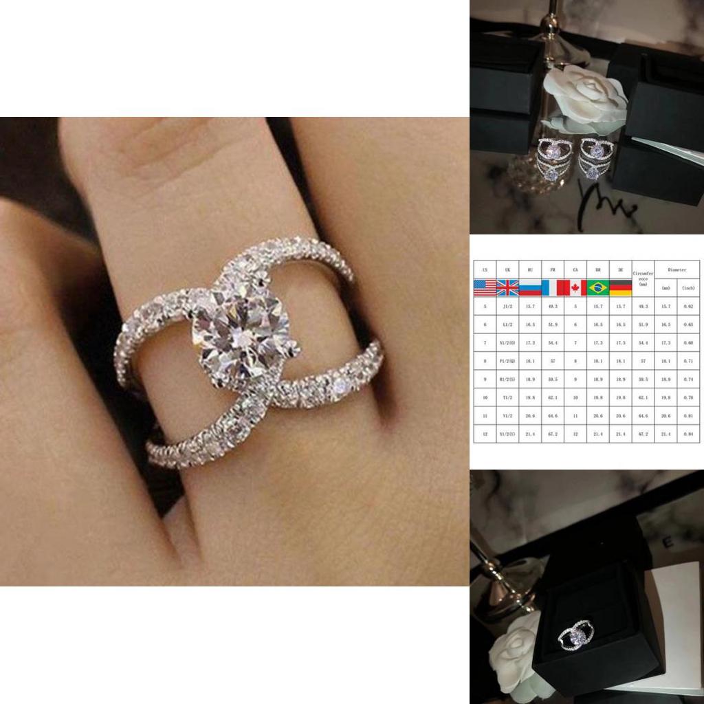Элегантное Обручальное Кольцо Brilliant Jewelry С Дизайном Двойной C Премиального Качества из Белого Золота