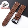 Винтажный ремешок для часов ручной работы 18 мм 19 мм 20 мм 21 мм 22 мм 24 мм Кожаный ремешок Серый Черный Коричневый Дышащий Пористый Ремешок для смарт-часов