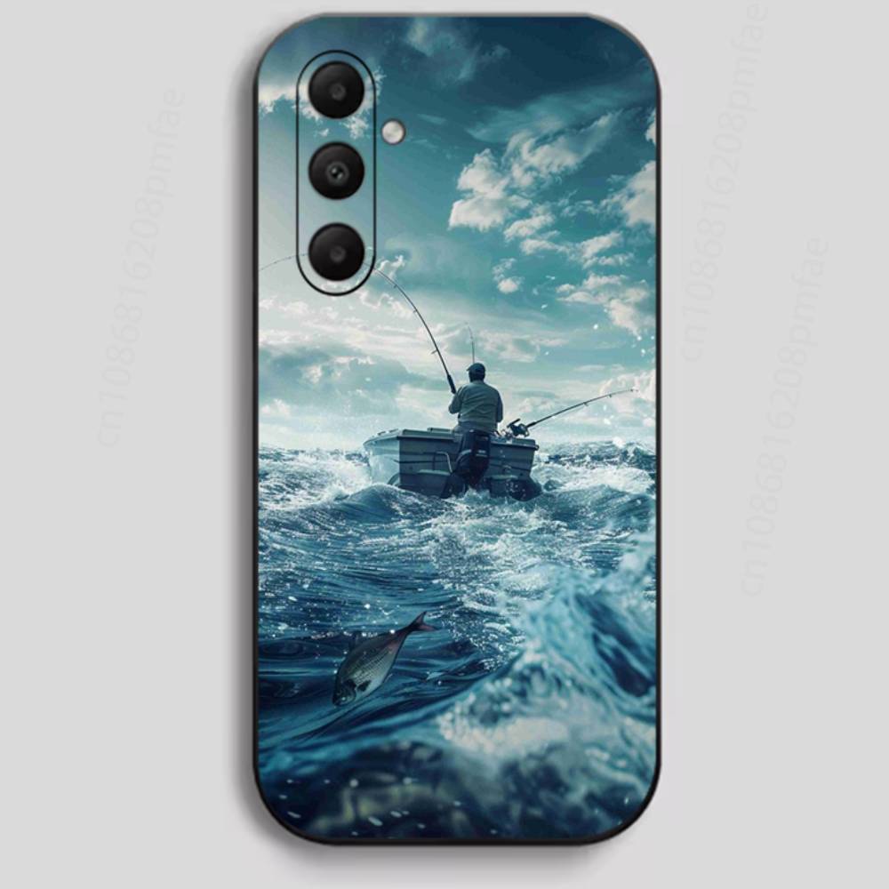 Bass Boat Lure Fishing Phone Case For Samsung Galaxy A13,21s,22,31,32,40,52,71,A91 Soft Black Shell