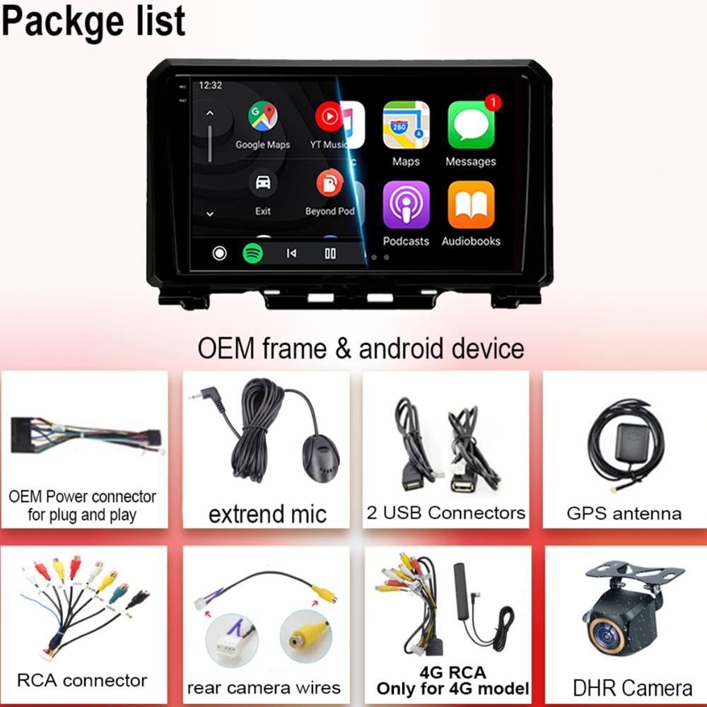 For Suzuki Jimny JB64 JB74 2018 2019 2020 Antoradio Android 14 2 Din Car Multimedia Stereo Player GPS Navigation Wifi DSP 9 Inch