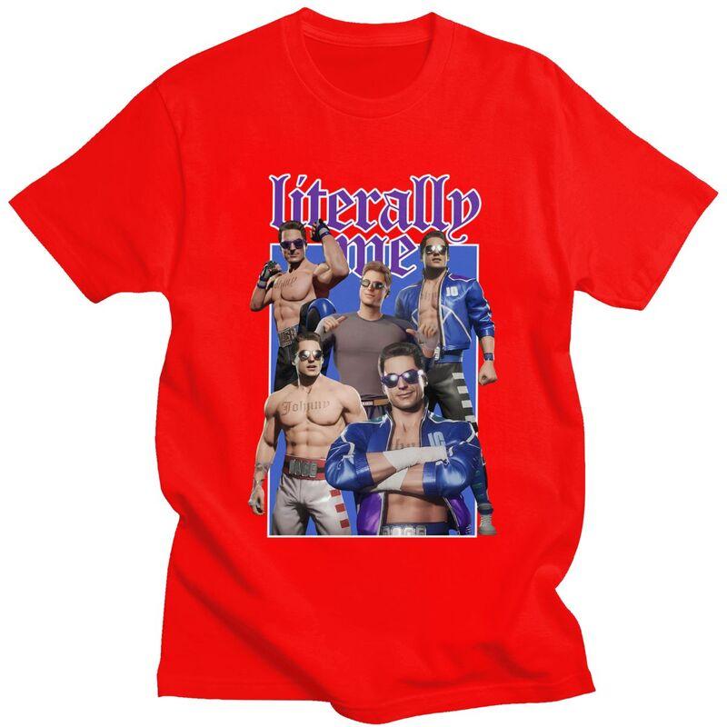 Custom Johnny Cage Literally Me T Shirt Men Pure Cotton Tshirt Unique Tee Short Sleeves Mortal Kombat Tshirt Loose Fit Clothing