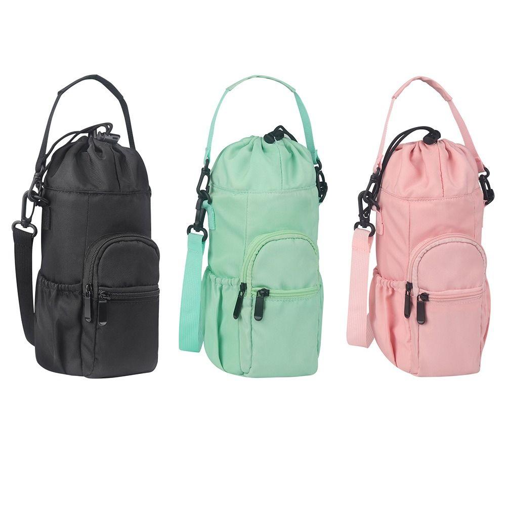 Solid Color Water Bottle Sling Bag Adjustable Strap Water Bottle Carrier Bag Students