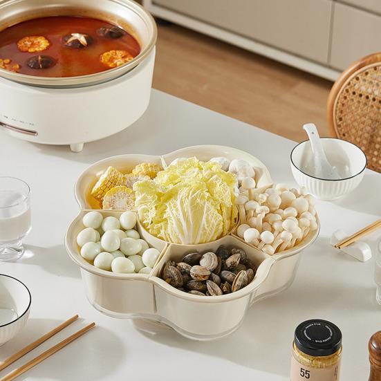 Тарелка для фруктов и овощей, горячая кастрюля, гарнир, съемная вращающаяся корзина для мытья посуды с 6 отделениями, кухонный инструмент