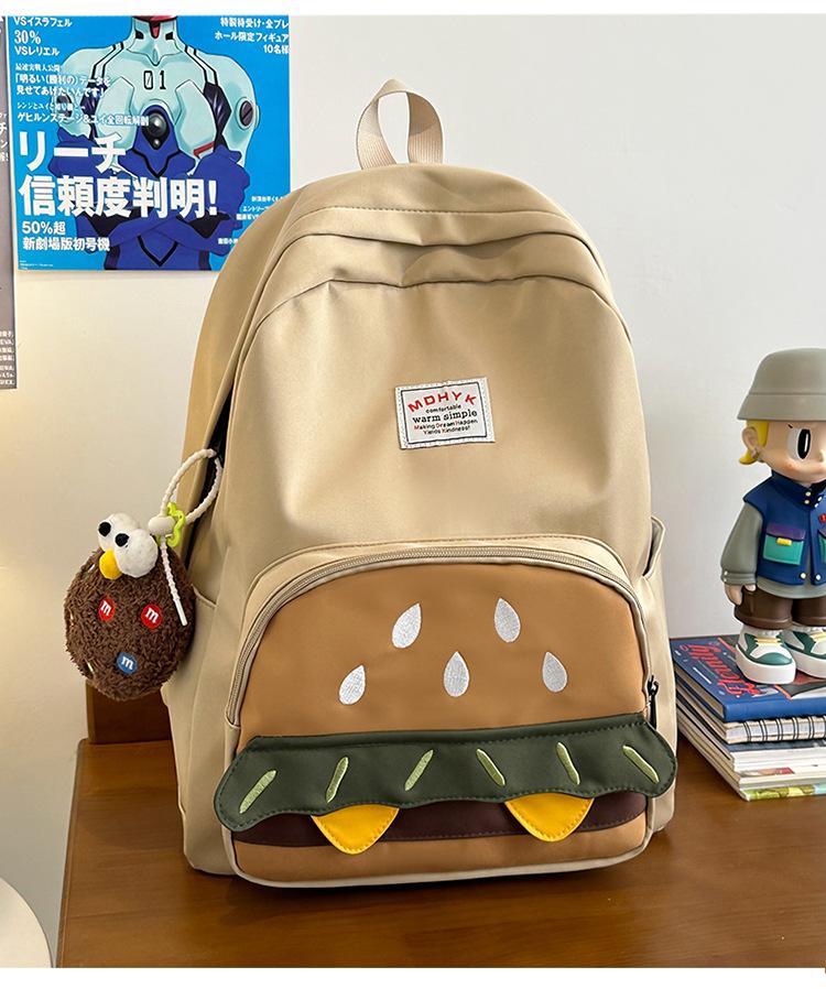 Школьный рюкзак 2025 новый дизайн нишевый рюкзак гамбургер милый большая вместимость кампус школьная сумка отдых дорожный рюкзак