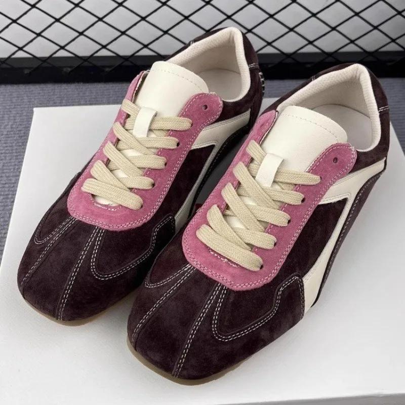 Fashionable Retro German Training Women's Sneakers Autumn New Soft Leather Versatile Outdoor Casual Sports Flat Shoes
