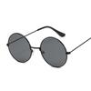 Retro Round Pink Sunglasses Woman Brand Designer Sun Glasses For Male Alloy Mirror Female  Black