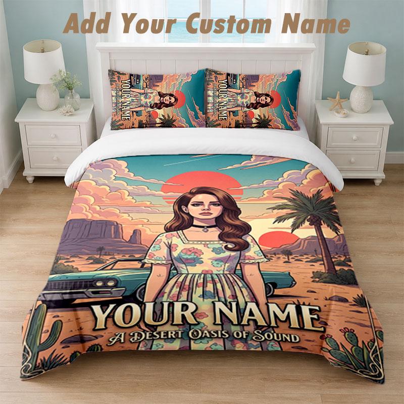 Bedding Set 1 Duvet Cover 2 Pillowcases Lana Del Rey Print Soft Bed Linen Bedroom Decor