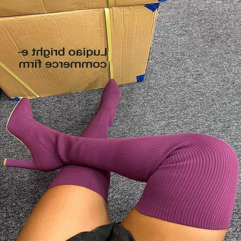 Autumn High Heels Shoes Female Thin Heel Ankle Women Boots Women Sock Boots Sexy Knitting Stretch Boots