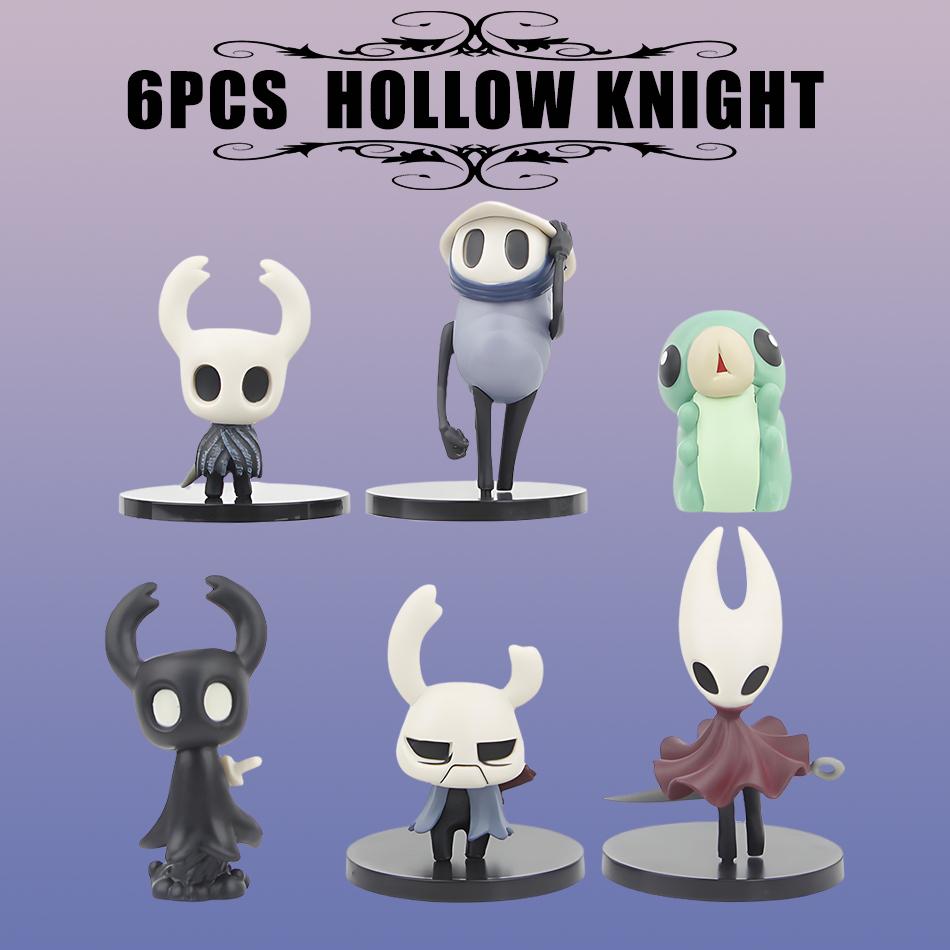 6pcs/set Hollow Knight Silk Song Knight Hornet Quirrel Zote Grub Figure Cute Toys Model Doll Brinquedos