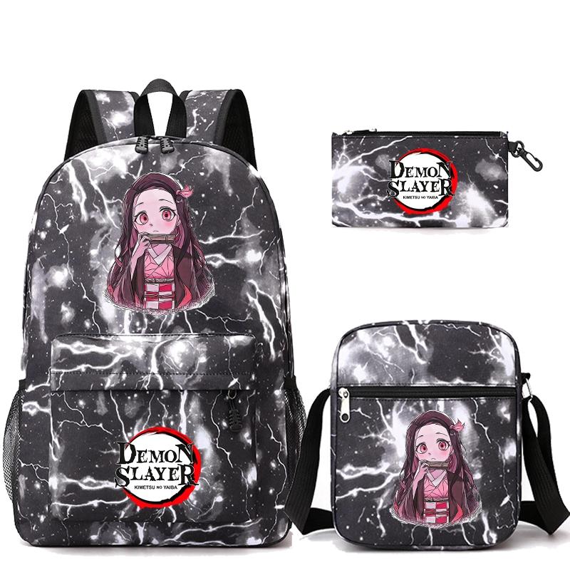 3 шт./компл. рюкзак «Убийца Демонов» в стиле аниме с сумкой на плечо, пенал для мальчиков и девочек, школьная сумка для книг, мужская и женская дорожная сумка