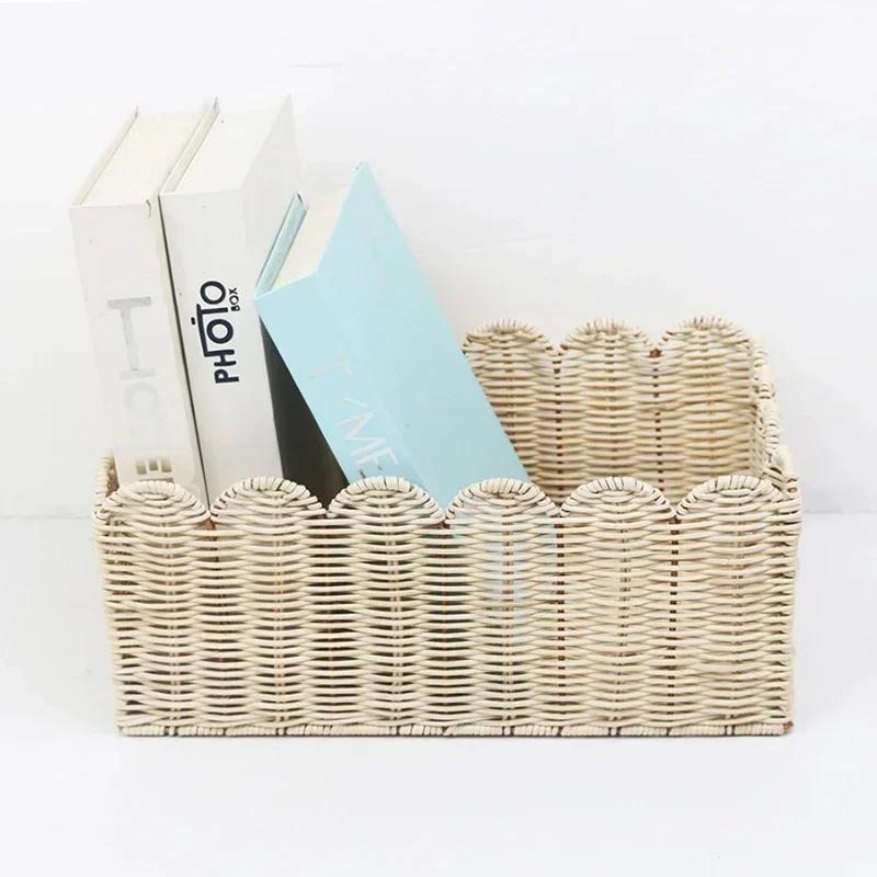 1PC Paper Rope Woven Storage Basket High-capacity Clothing Storage Boxes Kitchen Storage Basket for Pastries Cosmetics Fruits