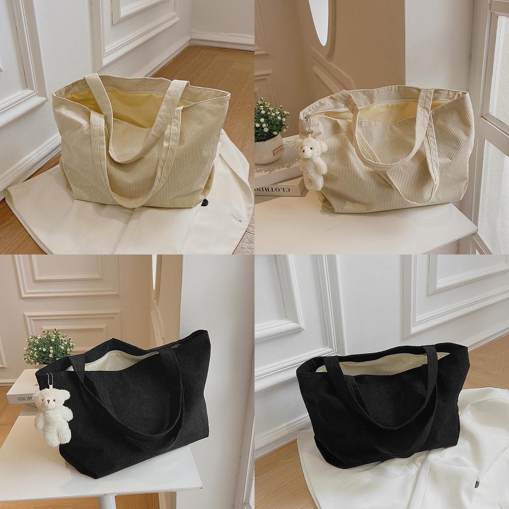 Large Canvas Tote Bag With Zipper Closure For University And Casual Use