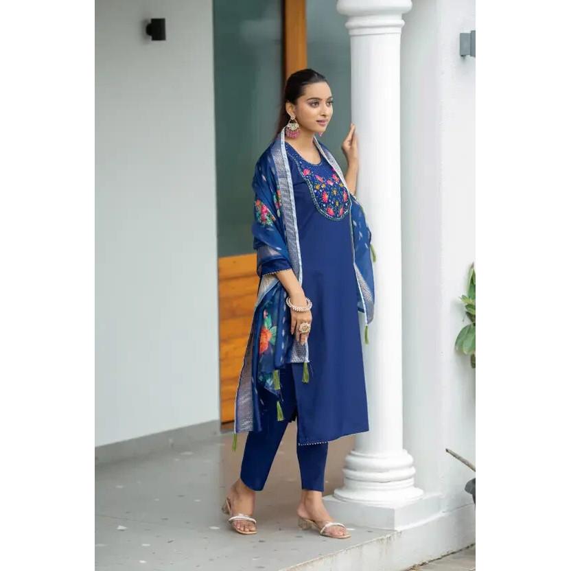 Женский комплект курти из индийского пакистанского хлопка, вискоза, брюки, дупатта, сальвар-камиз, платье SC-2248
