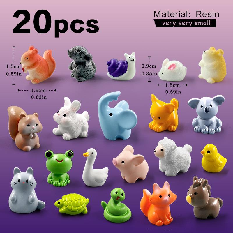 10Pcs Easter Rabbit Horse Dinosaurs Capybara Duck Fox Pig Cat Turtle Frog Figurine Miniature Fairy Garden Decoration Accessories