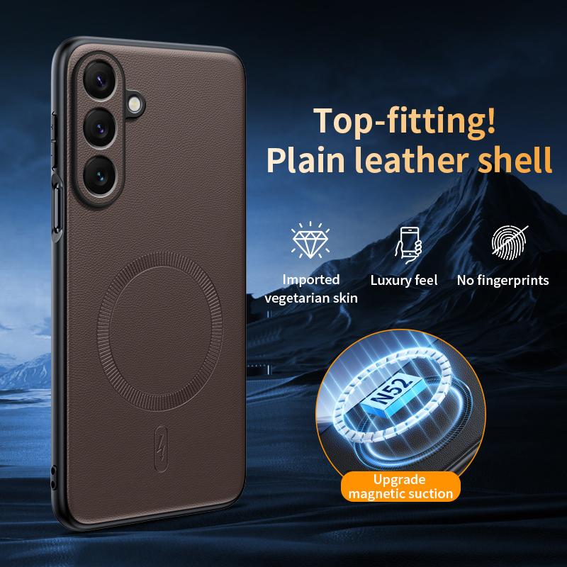 Для Samsung S25 Plus Чехол Магнитная Кожаная Защитная Крышка Для Samsung S25 Plus Защита от Отпечатков Пальцев Нескользящий ПК+ТПУ