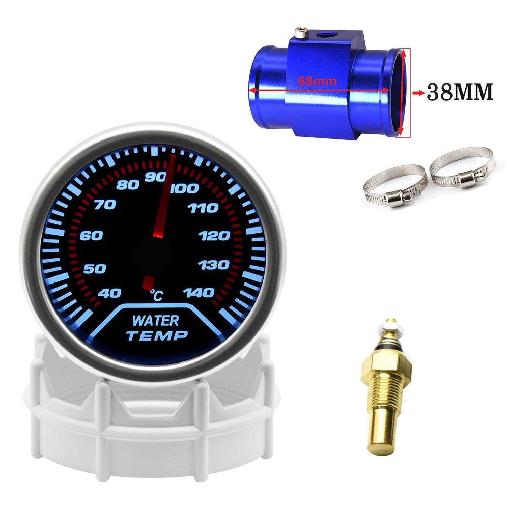 2" 52mm Universal Water Temp Gauge With Temperature sensor 40-140Celsius Car Temperature Meter Water Temp Joint Pipe Adapter 12V