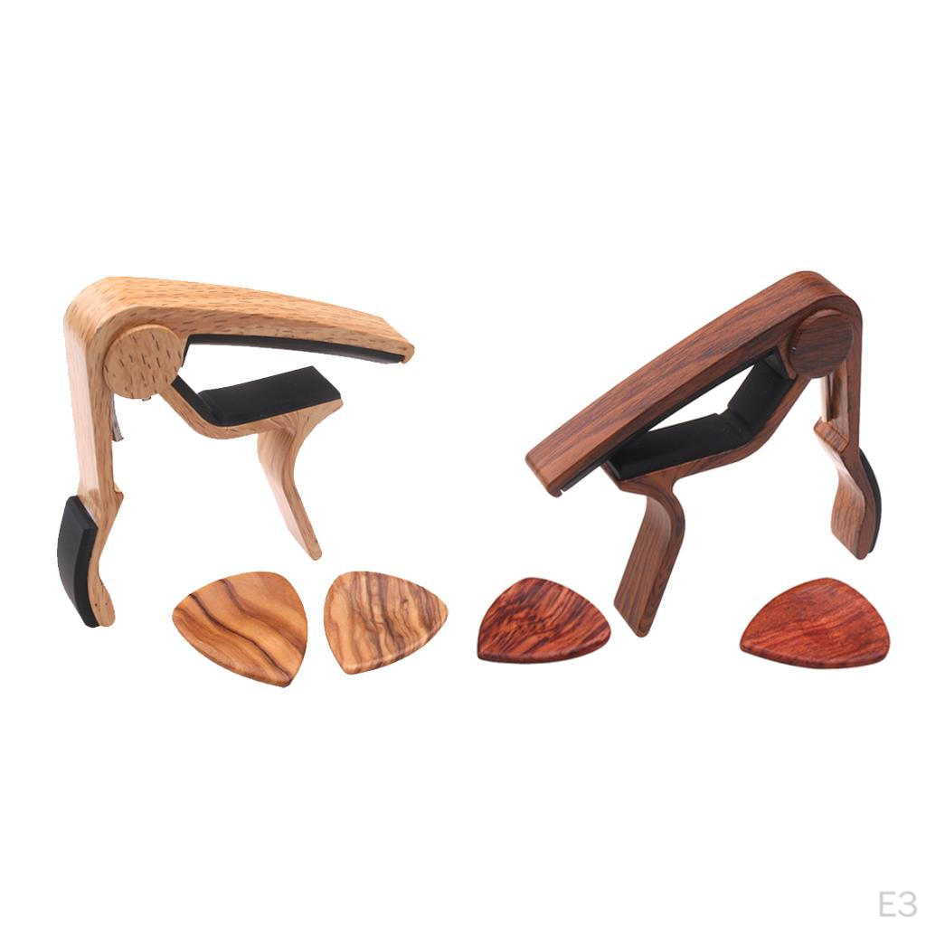 Capo With 2pcs 2.5mm Thickness Rosewood Picks Set