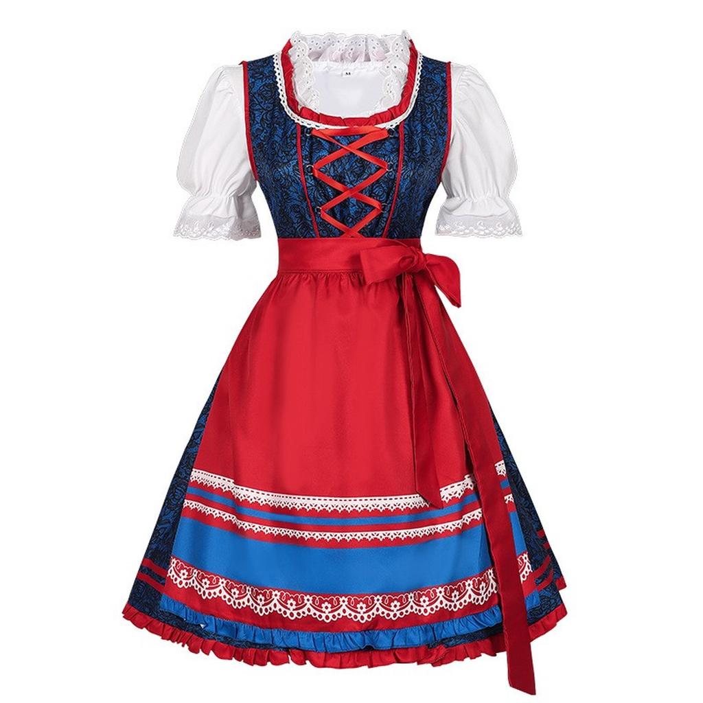 Beer Festival Costume Bavarian Women's Performance Costume Floral Print Square Neck Dress