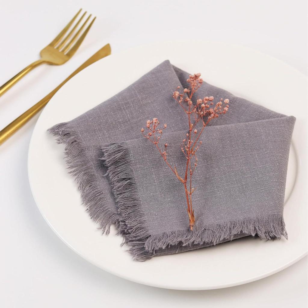 Sub-Cotton Linen Napkin with Tassels for Elegant Dining & Photography Decor