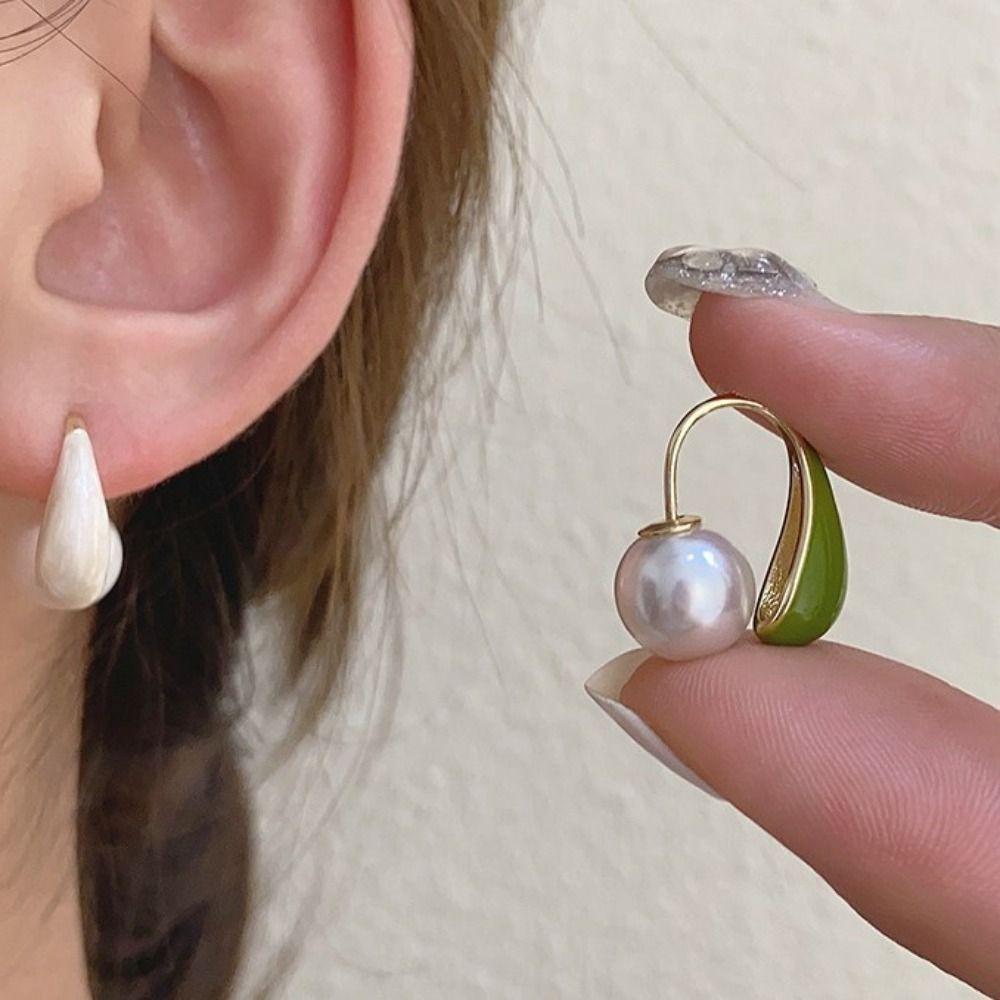 Oil Dropping Back Hanging Earrings Water Dropping Korean Studs Earrings Enamel Earrings Party Gift