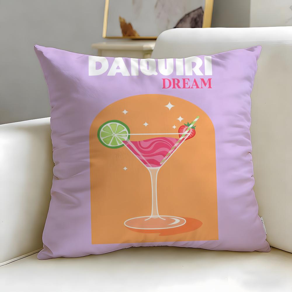 beverage theme Daiquiri Cocktail Cushion Cover Soft  EasyWash Pillow Case  Versatile for Couch Bed Travel and Office
