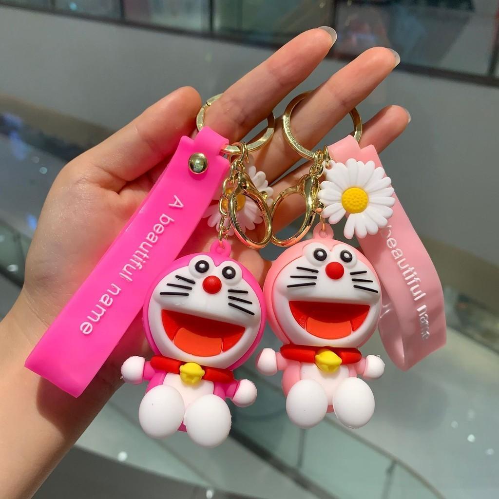 Cute Cartoon Doraemon Keychain Adorable Silicone Keyring For Couples And Students