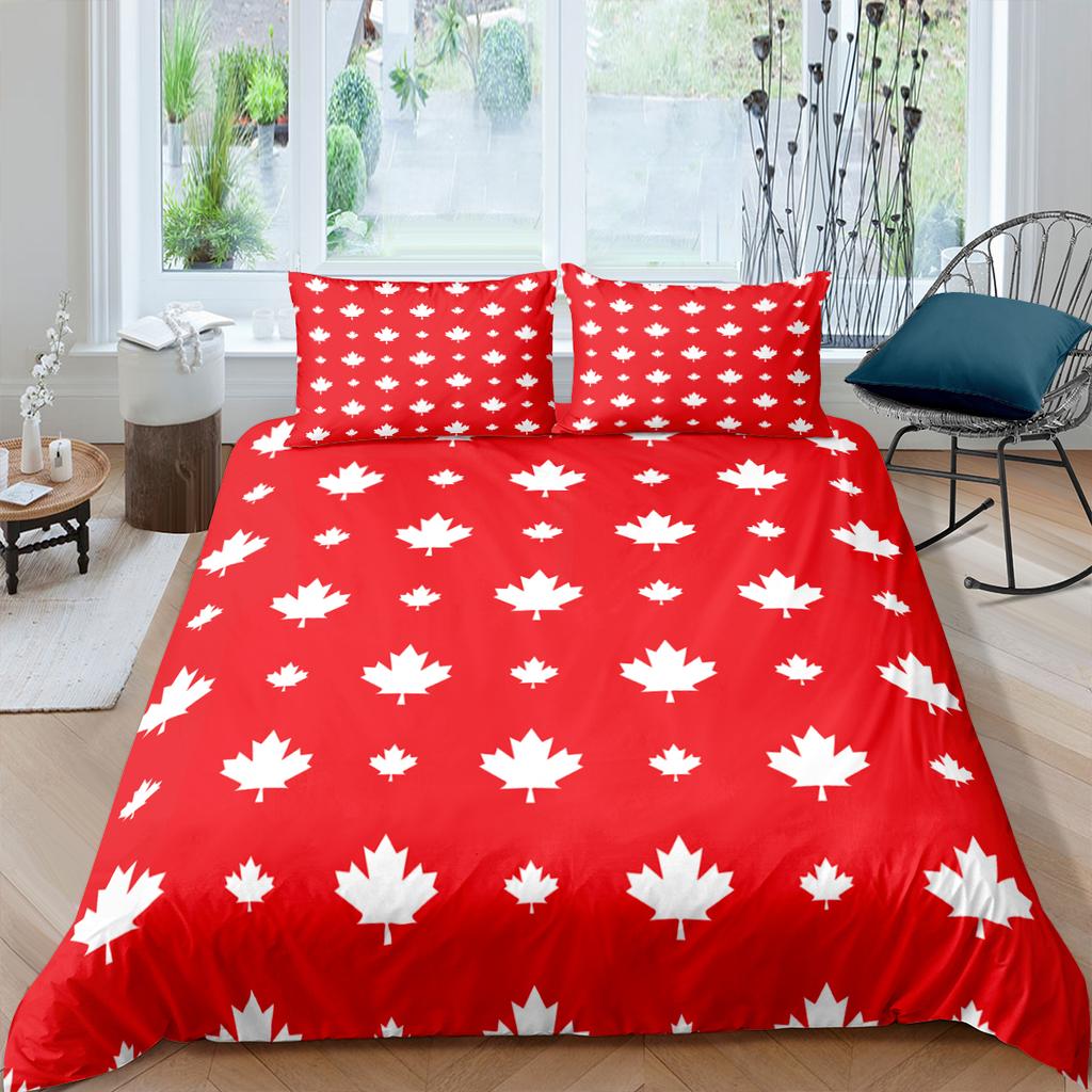 Euro Happy Canada Day Bedding Map Leaf Printed Duvets Cover Comforter Bed Single Queen King Double 2P Home Bedcloth 220X240Cm