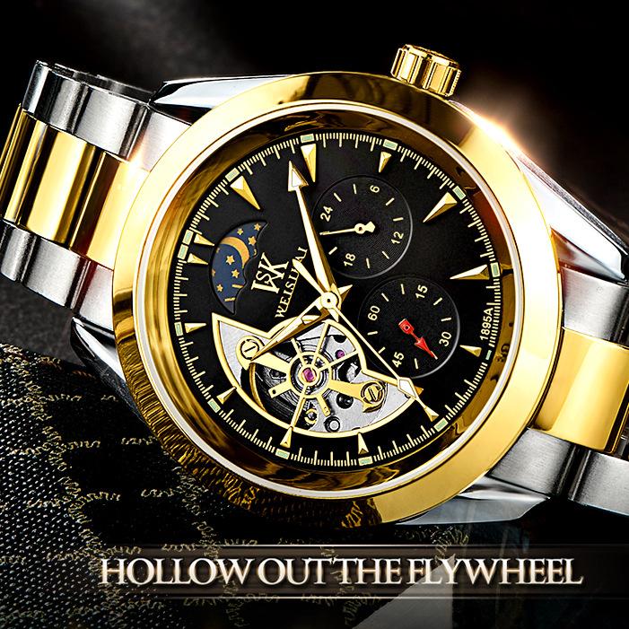Новые роскошные мужские часы высшего бренда с коробкой, деловые часы, водонепроницаемые, полностью автоматические мужские механические часы